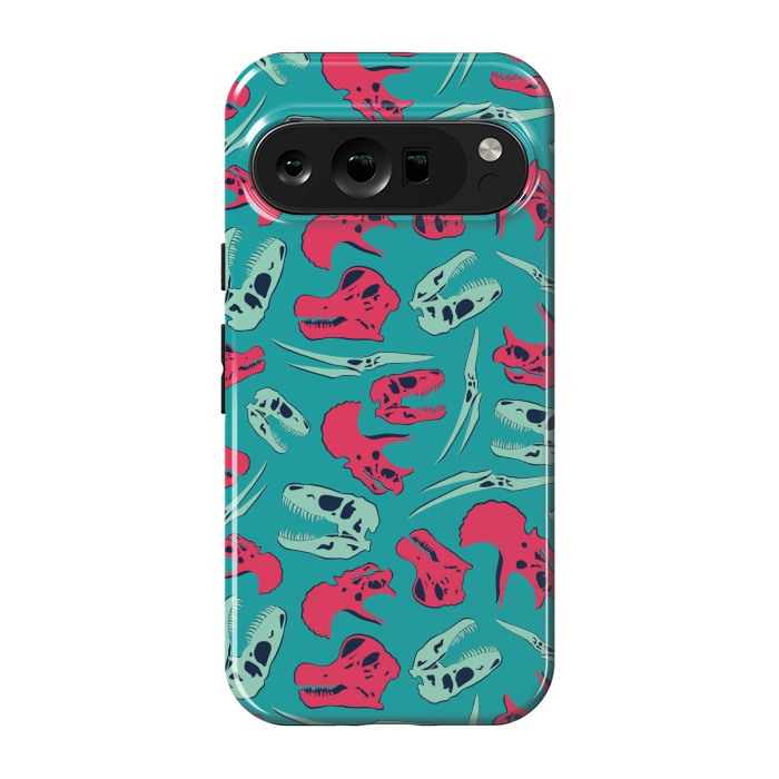 Pixel 9 pro StrongFit Skull Roll - Teal by Melissa Lee