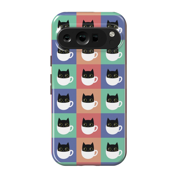 Pixel 9 pro StrongFit Coffee  cat pattern by Laura Nagel