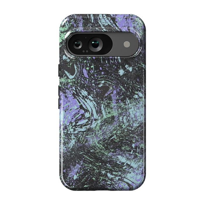 Pixel 9 StrongFit Dripping Splatter Purple Turquoise by Ninola Design