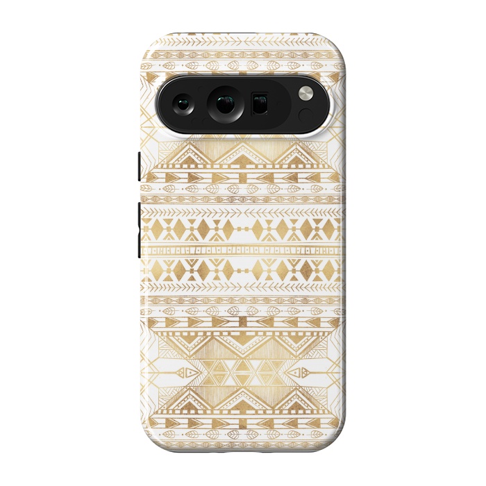 Pixel 9 pro StrongFit Trendy Gold Geometric Tribal Aztec Pattern by InovArts