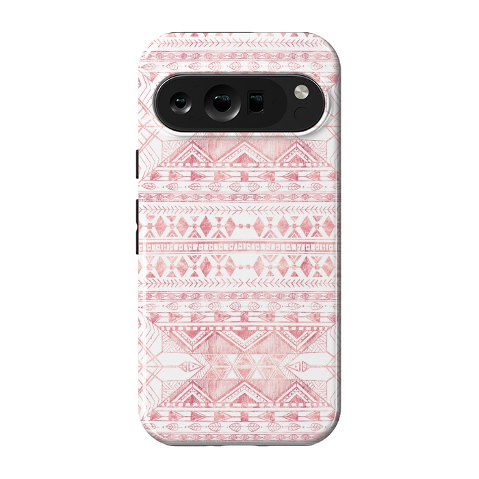 Pixel 9 pro StrongFit Stylish Rose Gold Geometric Tribal Aztec Pattern by InovArts