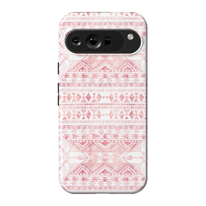 Pixel 9 Pro XL StrongFit Stylish Rose Gold Geometric Tribal Aztec Pattern by InovArts