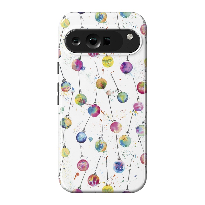 Pixel 9 Pro XL StrongFit Christmas Watercolor Baubles by Ninola Design