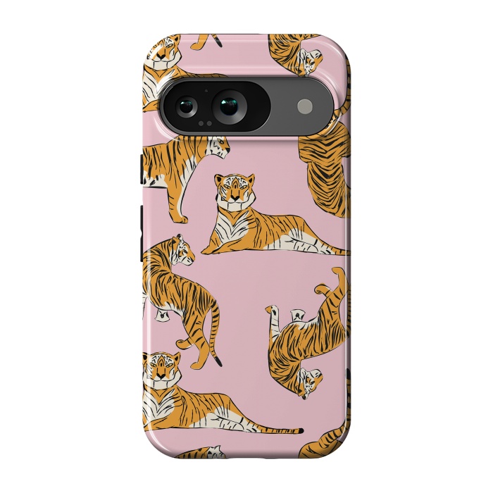 Pixel 9 StrongFit Tiger Pattern, pink, 001 by Jelena Obradovic