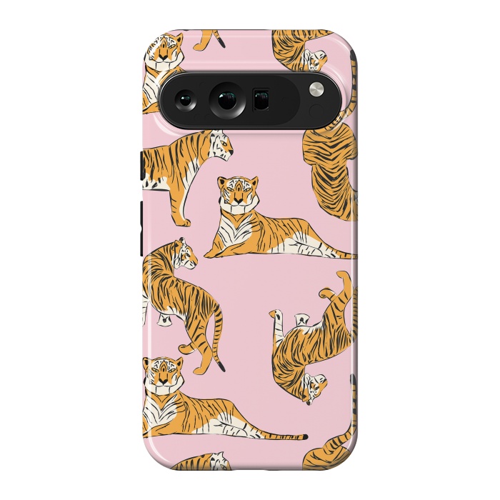 Pixel 9 Pro XL StrongFit Tiger Pattern, pink, 001 by Jelena Obradovic