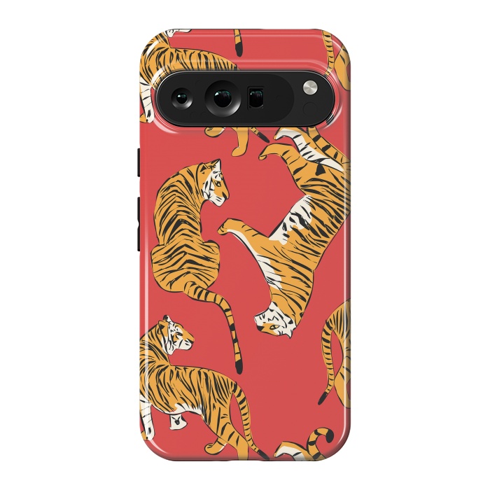 Pixel 9 Pro XL StrongFit Tiger Pattern, red, 005 by Jelena Obradovic