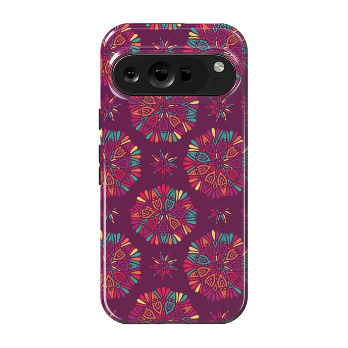 Pixel 9 pro StrongFit MAROON MANDALA PATTERN 2  by MALLIKA