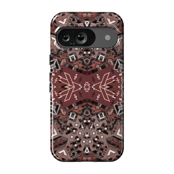 Pixel 9 StrongFit Ethnic geometric pattern in autumnal brown by Oana 