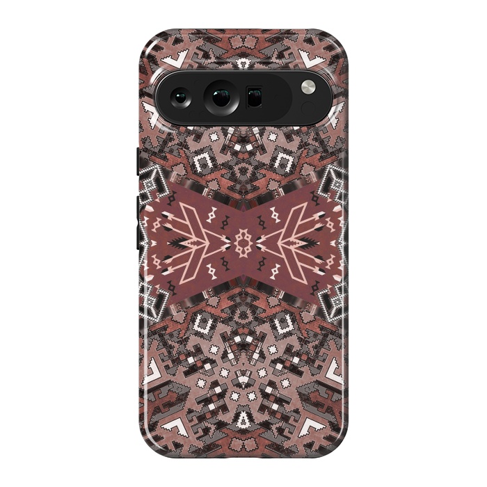 Pixel 9 Pro XL StrongFit Ethnic geometric pattern in autumnal brown by Oana 