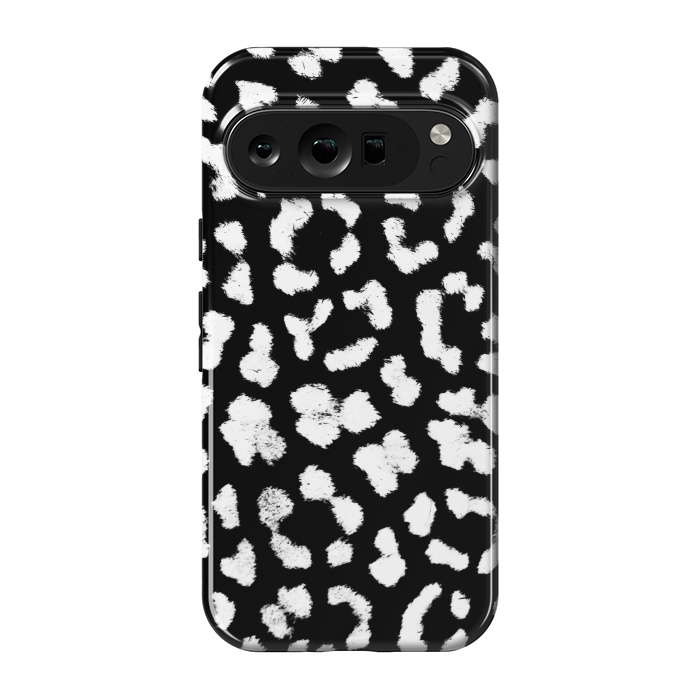 Pixel 9 pro StrongFit Black and white leopard print brushed spots by Oana 