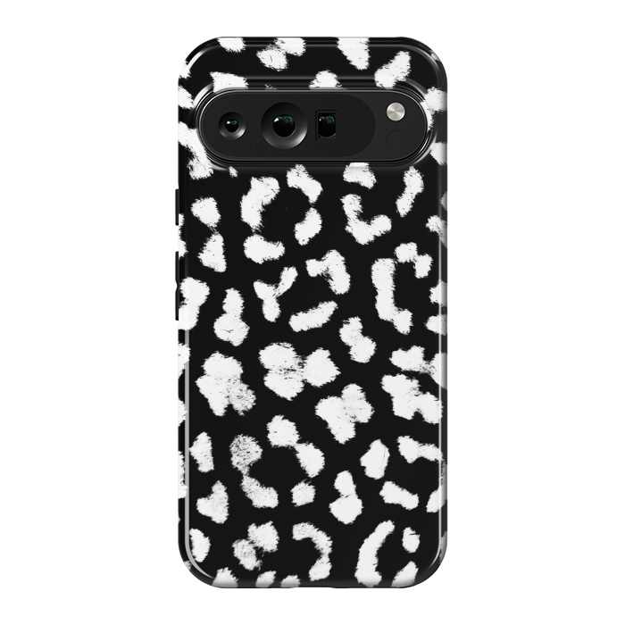 Pixel 9 Pro XL StrongFit Black and white leopard print brushed spots by Oana 