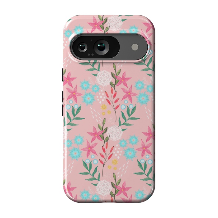 Pixel 9 StrongFit Cute Pink Flowers Creative Art Pattern by InovArts