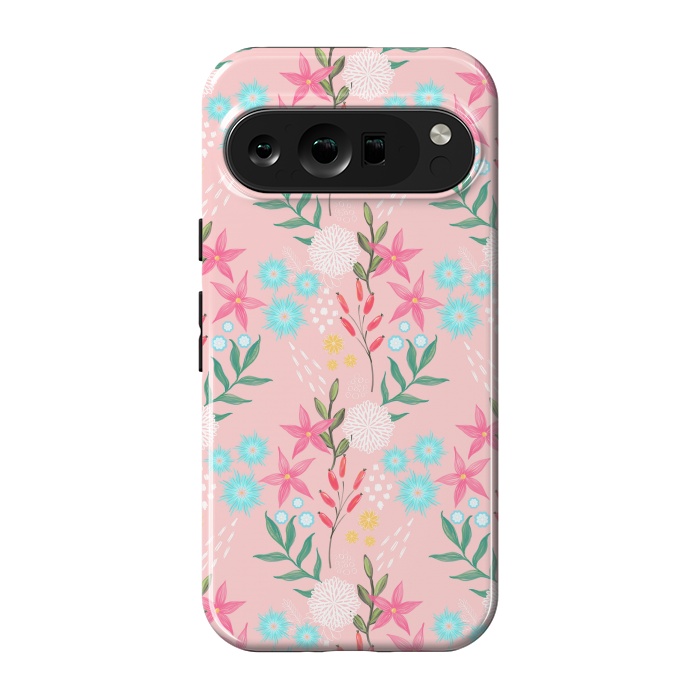 Pixel 9 pro StrongFit Cute Pink Flowers Creative Art Pattern by InovArts