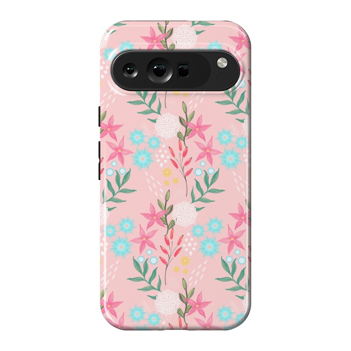 Pixel 9 Pro XL StrongFit Cute Pink Flowers Creative Art Pattern by InovArts