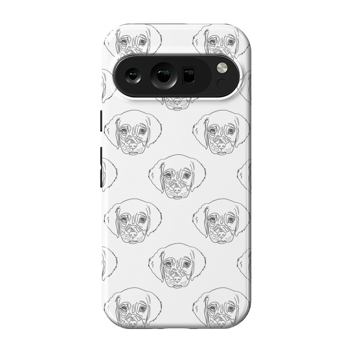 Pixel 9 pro StrongFit Cute Gray Puppy Dog Hand Drawn Strokes Pattern by InovArts