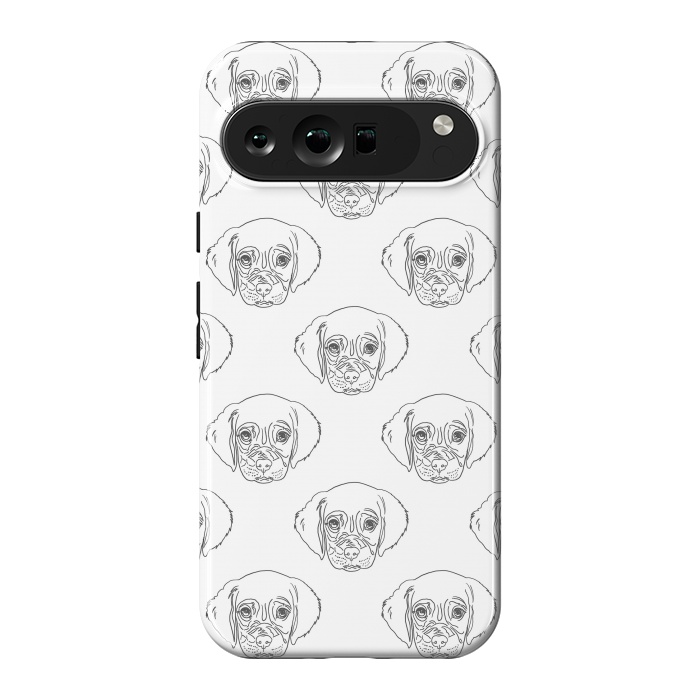 Pixel 9 Pro XL StrongFit Cute Gray Puppy Dog Hand Drawn Strokes Pattern by InovArts