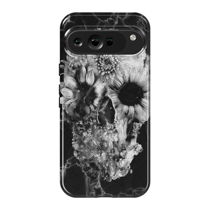 Pixel 9 Pro XL StrongFit Floral Skull Marble by Ali Gulec