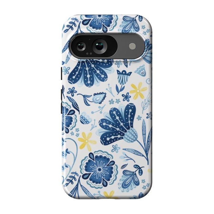 Pixel 9 StrongFit Intricate Blue Floral by Noonday Design