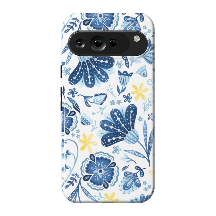 Pixel 9 Pro XL StrongFit Intricate Blue Floral by Noonday Design