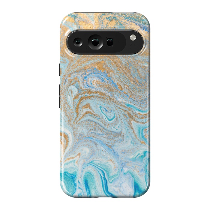 Pixel 9 Pro XL StrongFit Blue Marbling Artwork by ArtsCase