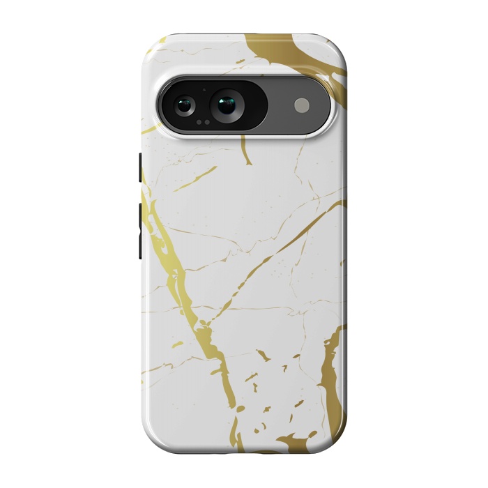 Pixel 9 StrongFit Marble Design With Gold Lines by ArtsCase