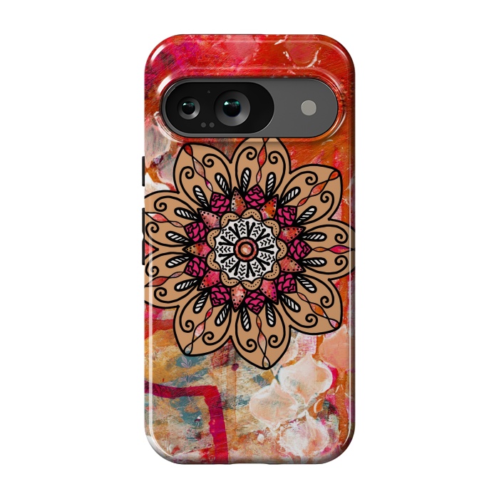 Pixel 9 StrongFit Red mandala  by Winston