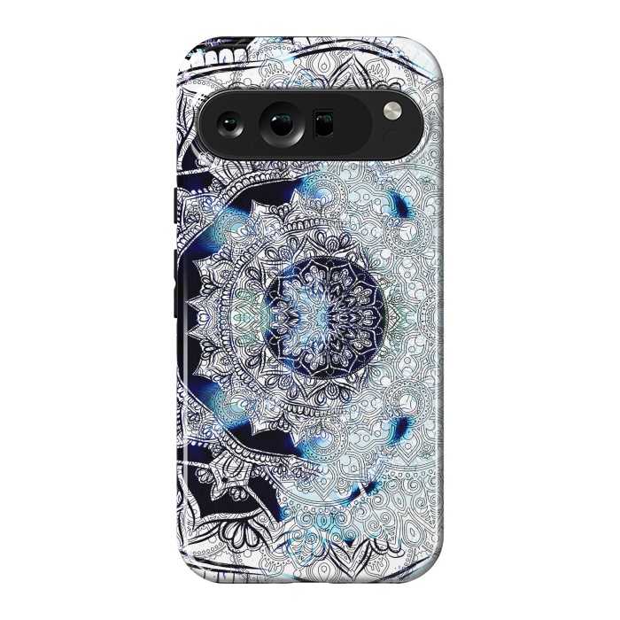 Pixel 9 Pro XL StrongFit Blue black tie dye mandala by Oana 