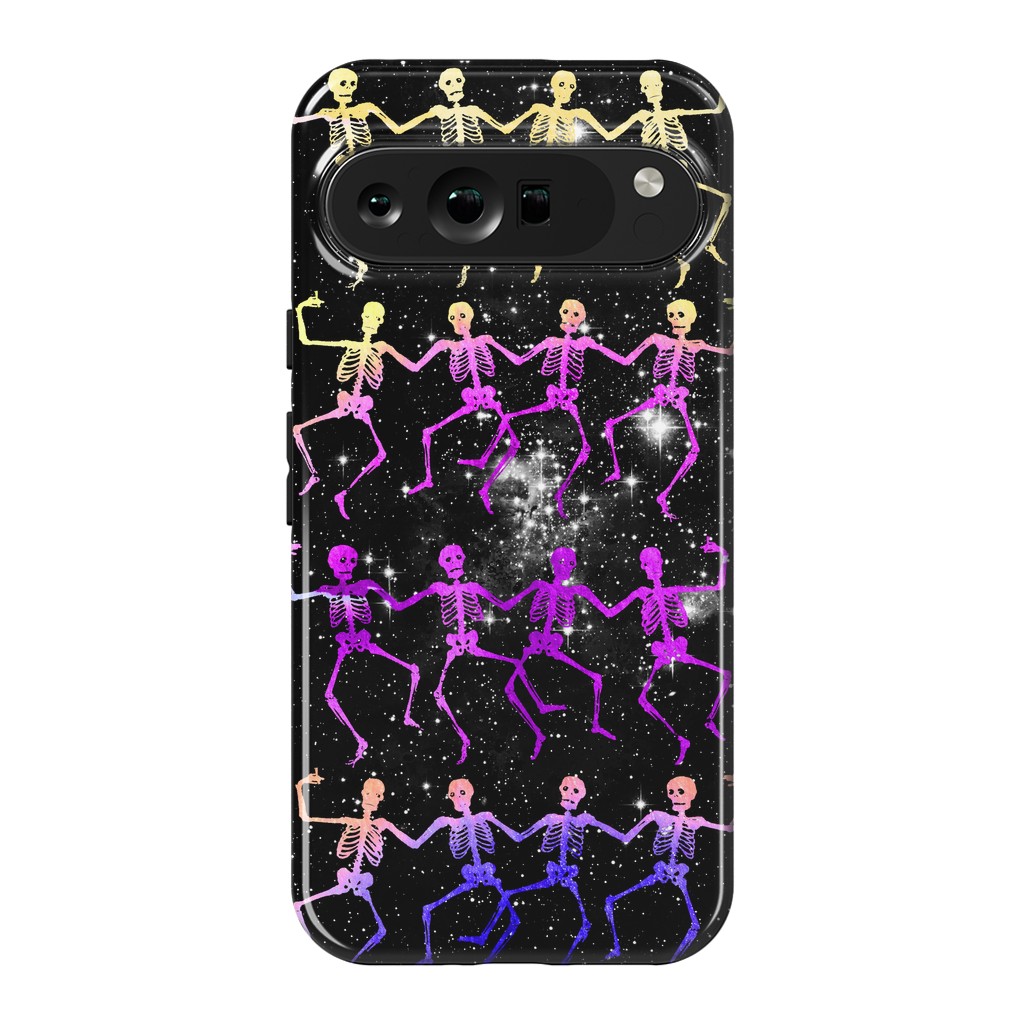 Pixel 9 Pro XL StrongFit Neon gradient dancing skeletons Halloween by Oana 