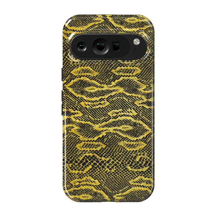 Pixel 9 pro StrongFit Black and Gold Snake Skin I by Art Design Works