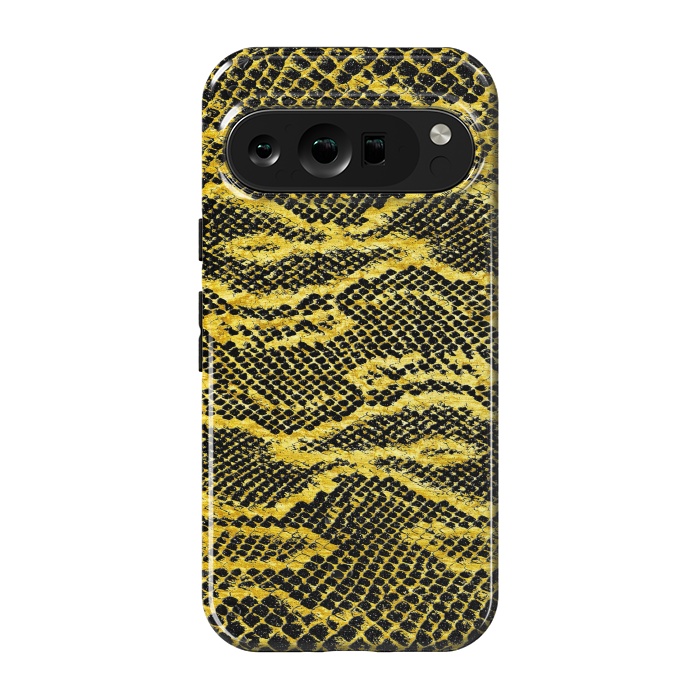 Pixel 9 pro StrongFit Black and Gold Snake Skin II by Art Design Works