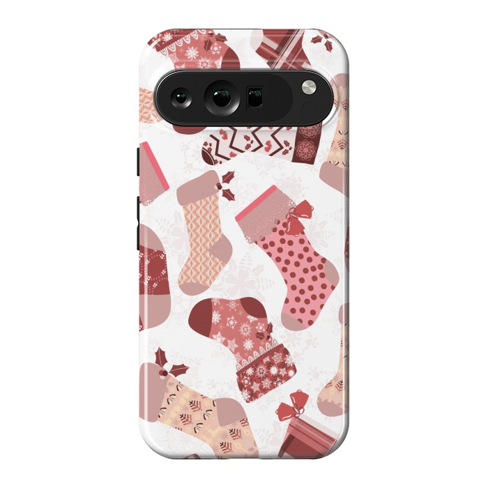 Pixel 9 Pro XL StrongFit Christmas Stockings in Pink and Beige by Paula Ohreen