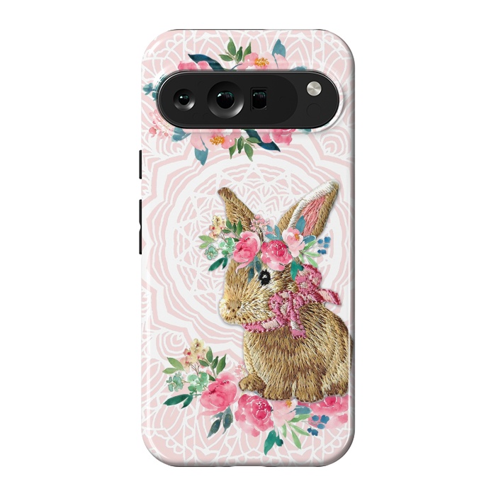 Pixel 9 Pro XL StrongFit Flower Friends Bunny by Monika Strigel