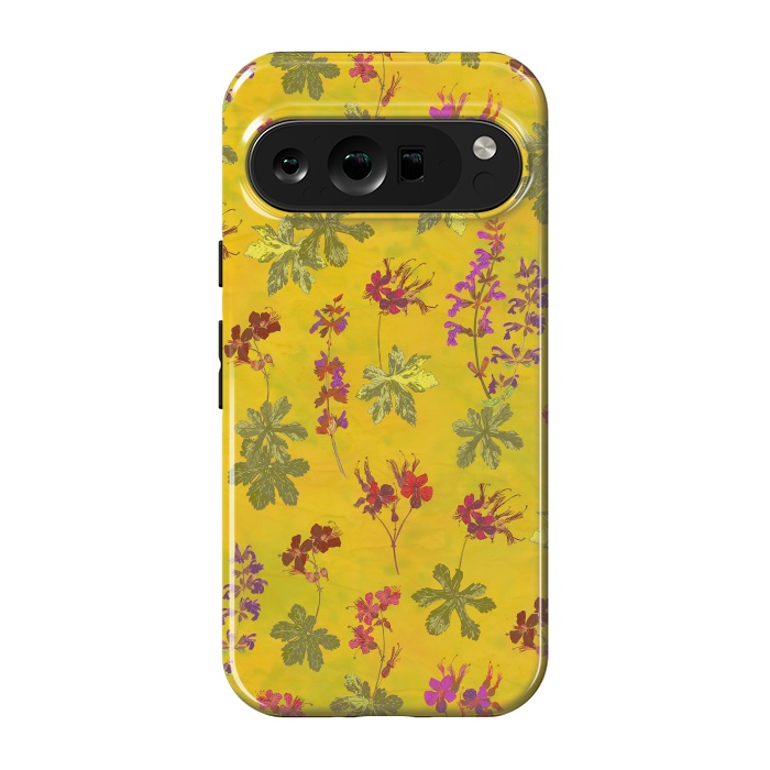 Pixel 9 pro StrongFit Cottage Garden Floral Yellow by Lotti Brown