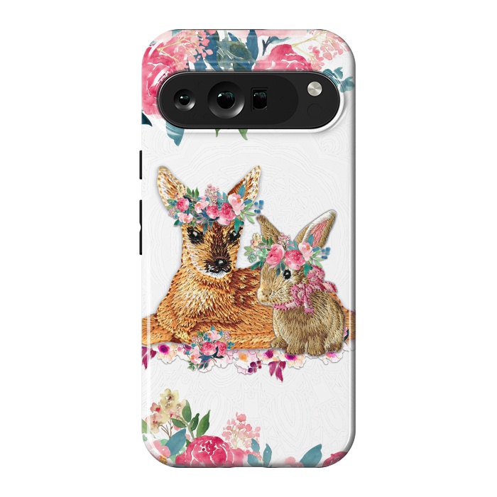 Pixel 9 Pro XL StrongFit Flower Friends Fawn Bunny Lace by Monika Strigel