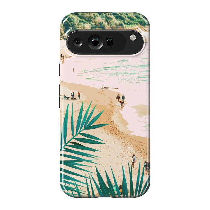 Pixel 9 Pro XL StrongFit Beach Weekend | Pastel Ocean Sea Tropical Travel | Scenic Sand Palm People Boho Vacation by Uma Prabhakar Gokhale