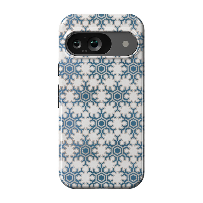 Pixel 9 StrongFit Blue silver snowflakes christmas pattern by Oana 