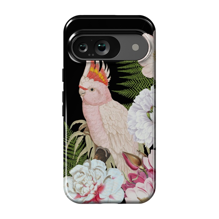 Pixel 9 StrongFit Vintage Cockatoo in Flower Jungle by  Utart