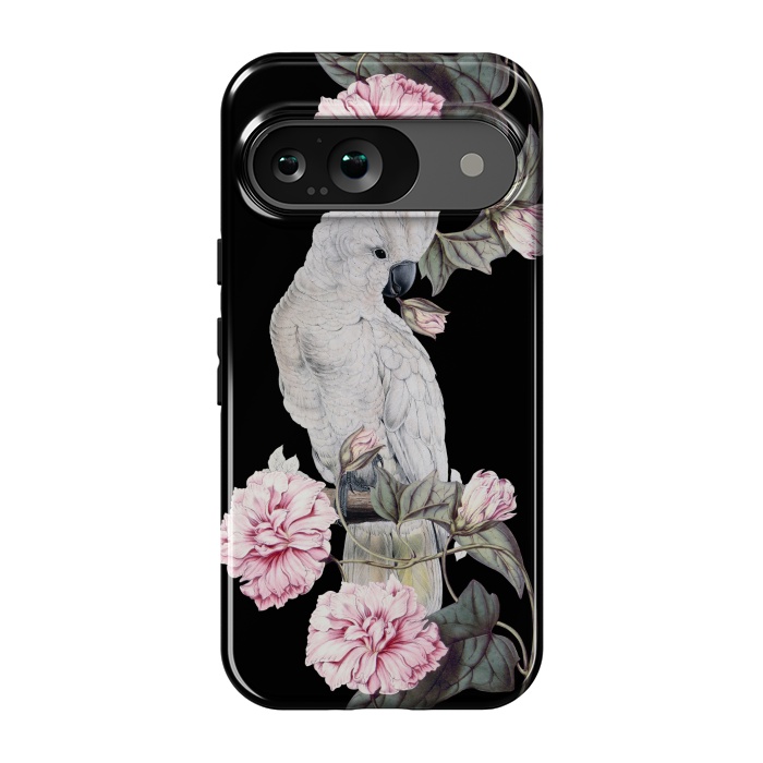 Pixel 9 StrongFit Nostalgic White Cockatoo With Pink Flowers by  Utart