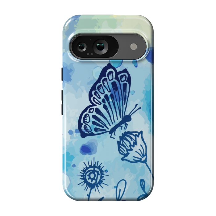 Pixel 9 StrongFit BLUE SHADED BUTTERFLY PATTERN by MALLIKA