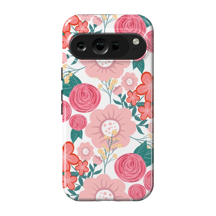 Pixel 9 pro StrongFit Cute girly pink Hand Drawn Flowers design by InovArts