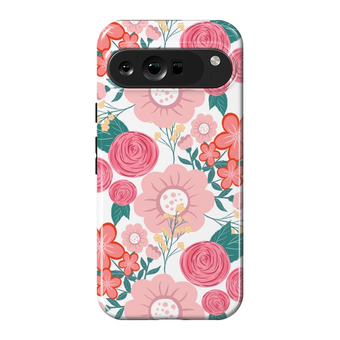 Pixel 9 Pro XL StrongFit Cute girly pink Hand Drawn Flowers design by InovArts