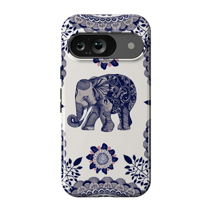 Pixel 9 StrongFit Floral Elephant by Rose Halsey