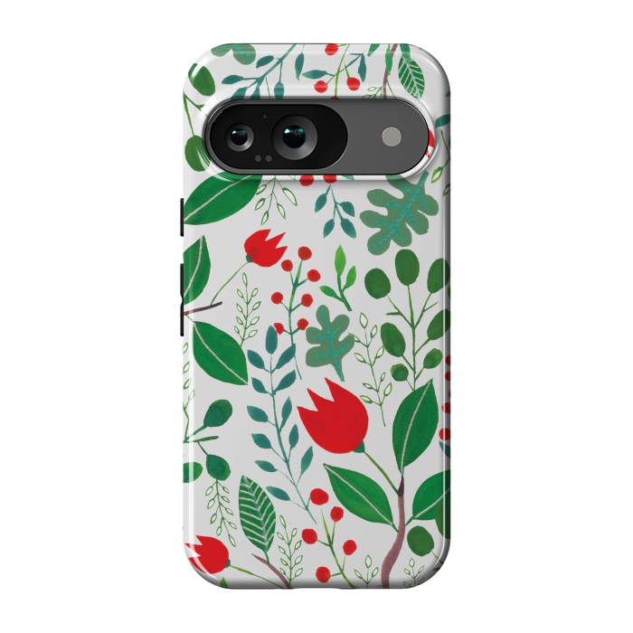 Pixel 9 StrongFit Christmas Floral 2 White by Hanny Agustine