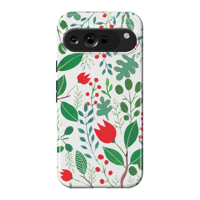 Pixel 9 Pro XL StrongFit Christmas Floral 2 White by Hanny Agustine