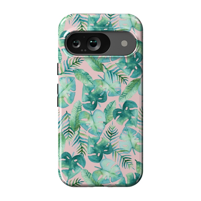 Pixel 9 StrongFit Cyan Tropical Jungle on Pink by Tangerine-Tane