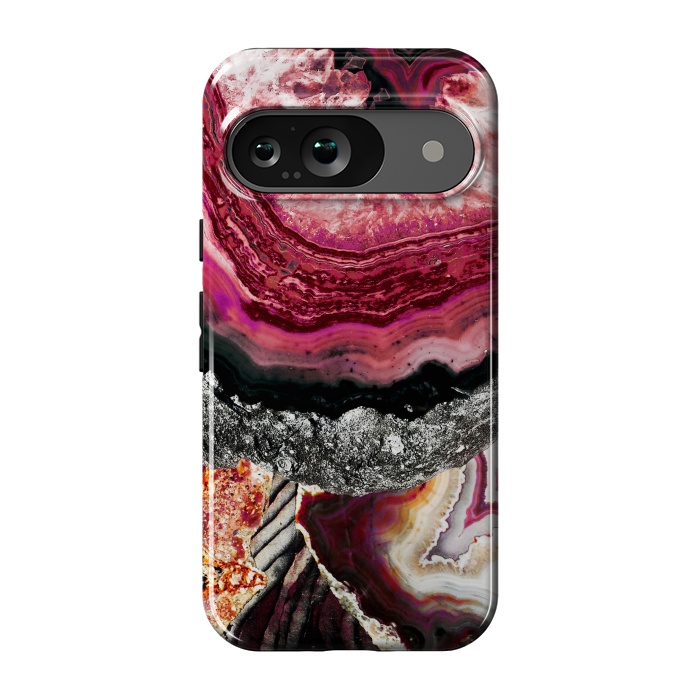 Pixel 9 StrongFit Vibrant pink gold agate geode stones by Oana 