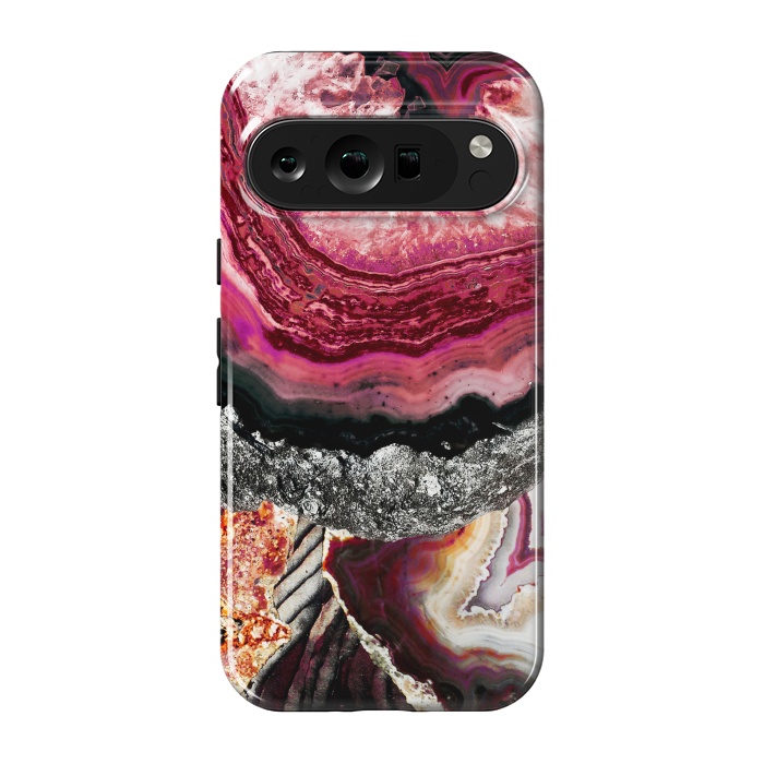 Pixel 9 pro StrongFit Vibrant pink gold agate geode stones by Oana 