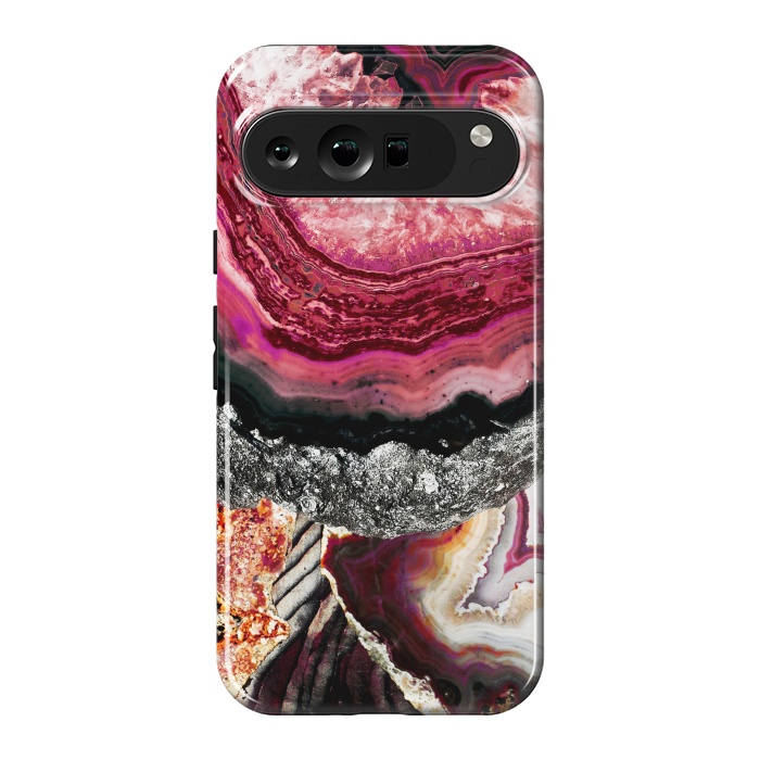 Pixel 9 Pro XL StrongFit Vibrant pink gold agate geode stones by Oana 