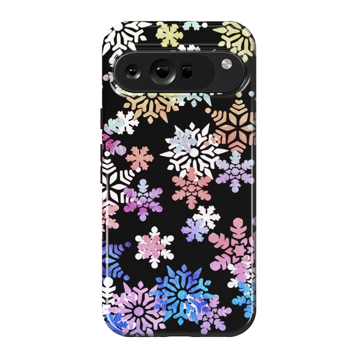 Pixel 9 Pro XL StrongFit Rainbow colourful snowflakes Christmas pattern by Oana 