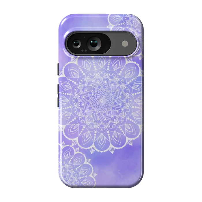 Pixel 9 StrongFit Purple mandala flowers by Jms